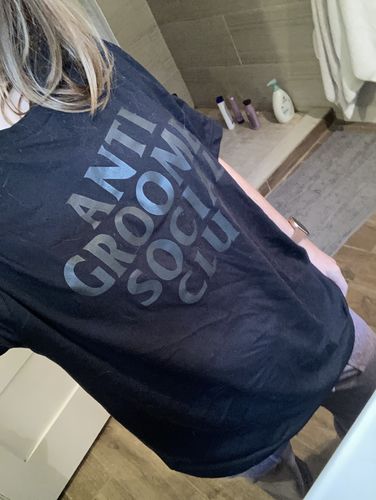 Customer photo review of Anti Groomer Social Club Shirt (Blackout)