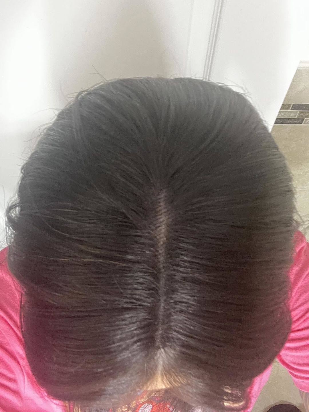 Customer photo review of Human Hair Toppers for Women Real Hair Remy Hair Toppers Black #1B