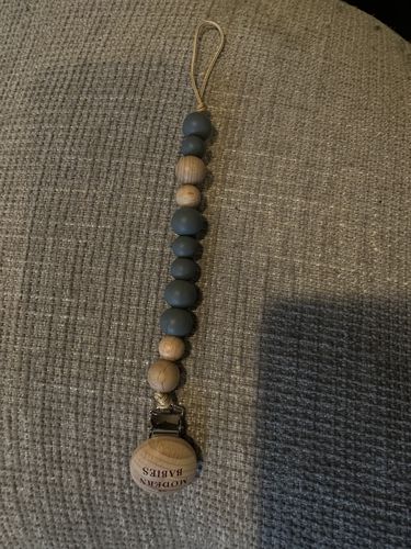 Customer photo review of Pacifier Clip (Navy Blue)