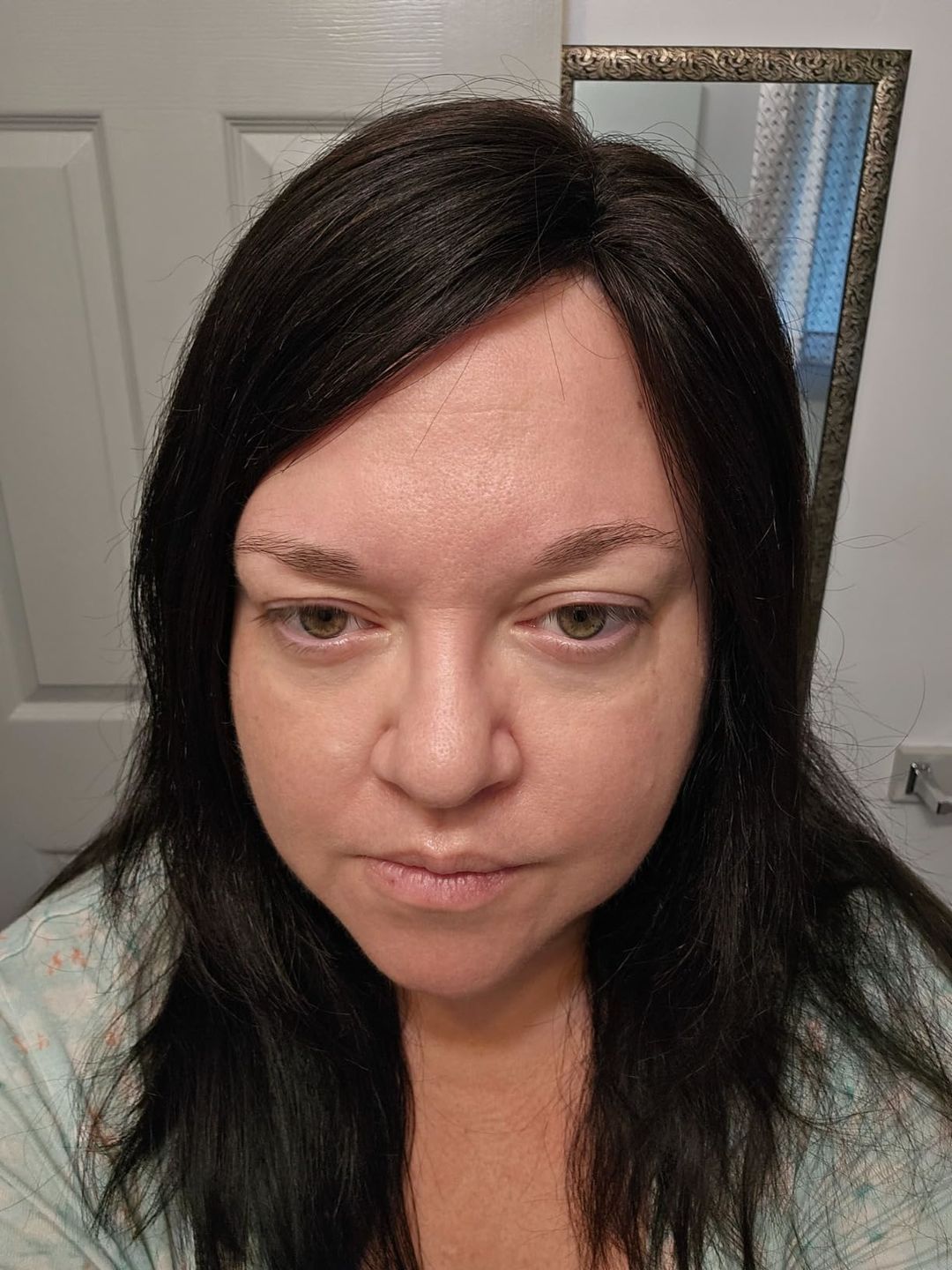 Customer photo review of Natural Black Human Hair Topper for Women with Thinning Hair #1B