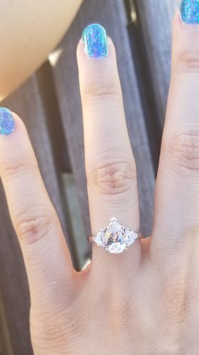 Customer photo review of 3-Stone 1.8ct Pear CZ Ring in Sterling Silver