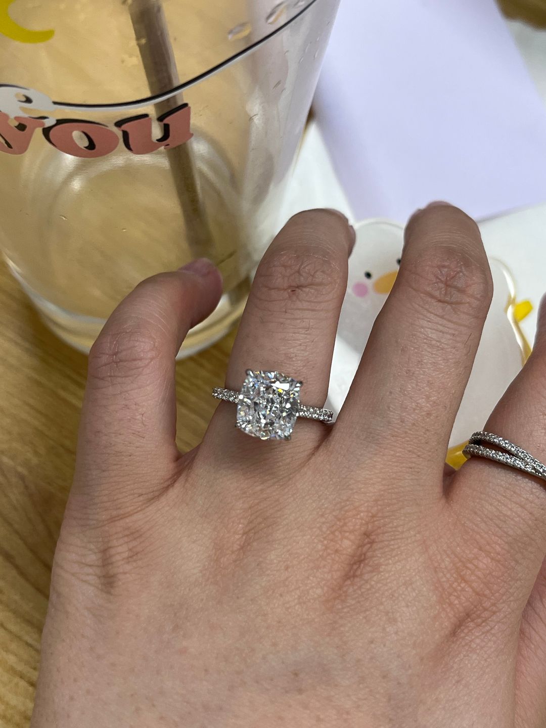 Customer photo review of Louily Exclusive Cushion Cut Women's Engagement Ring In Sterling Silver