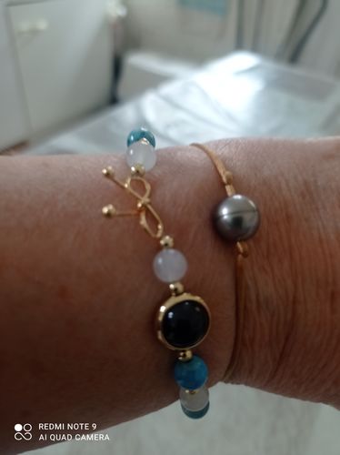 Customer photo review of Bracelet Détoxifiant en Apatite et Pierre de Lune | Or fin