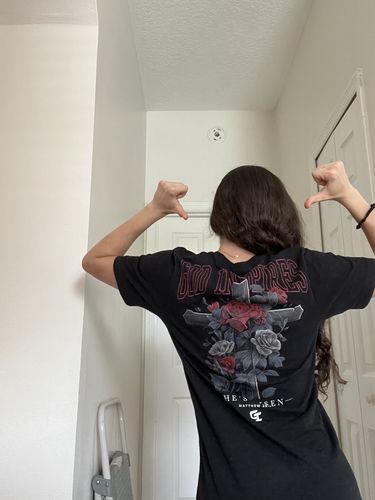 Customer photo review of Theophany 'He's Risen' T-Shirt