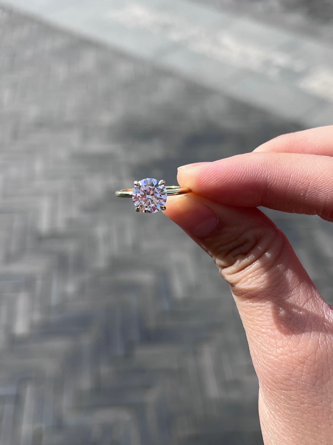 Customer photo review of Louily Classic Round Cut Engagement Ring For Women In Sterling Silver