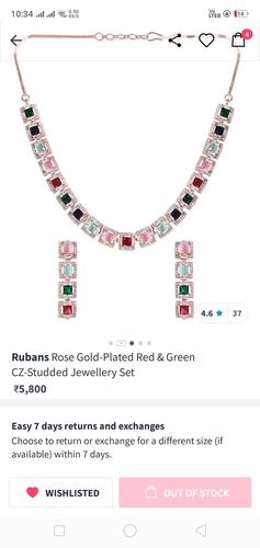 Customer photo review of Rubans Voguish 18K Gold Plated On Copper Handcrafted Chain With Multicolour Uncut Stone Charms Necklace.