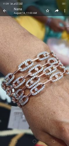 Customer photo review of Rubans Set Of 4, 18K Rose Gold Plated White Zircons Minimal Bangles