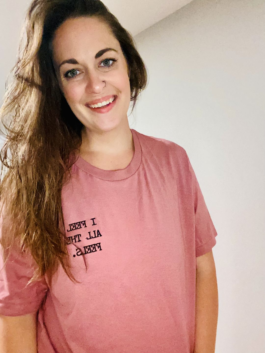 Customer photo review of I Feel All The Feels Embroidered T-Shirt