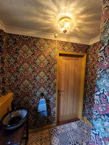 Customer photo review of Hammered Glass Bowl Ceiling Light in Gold