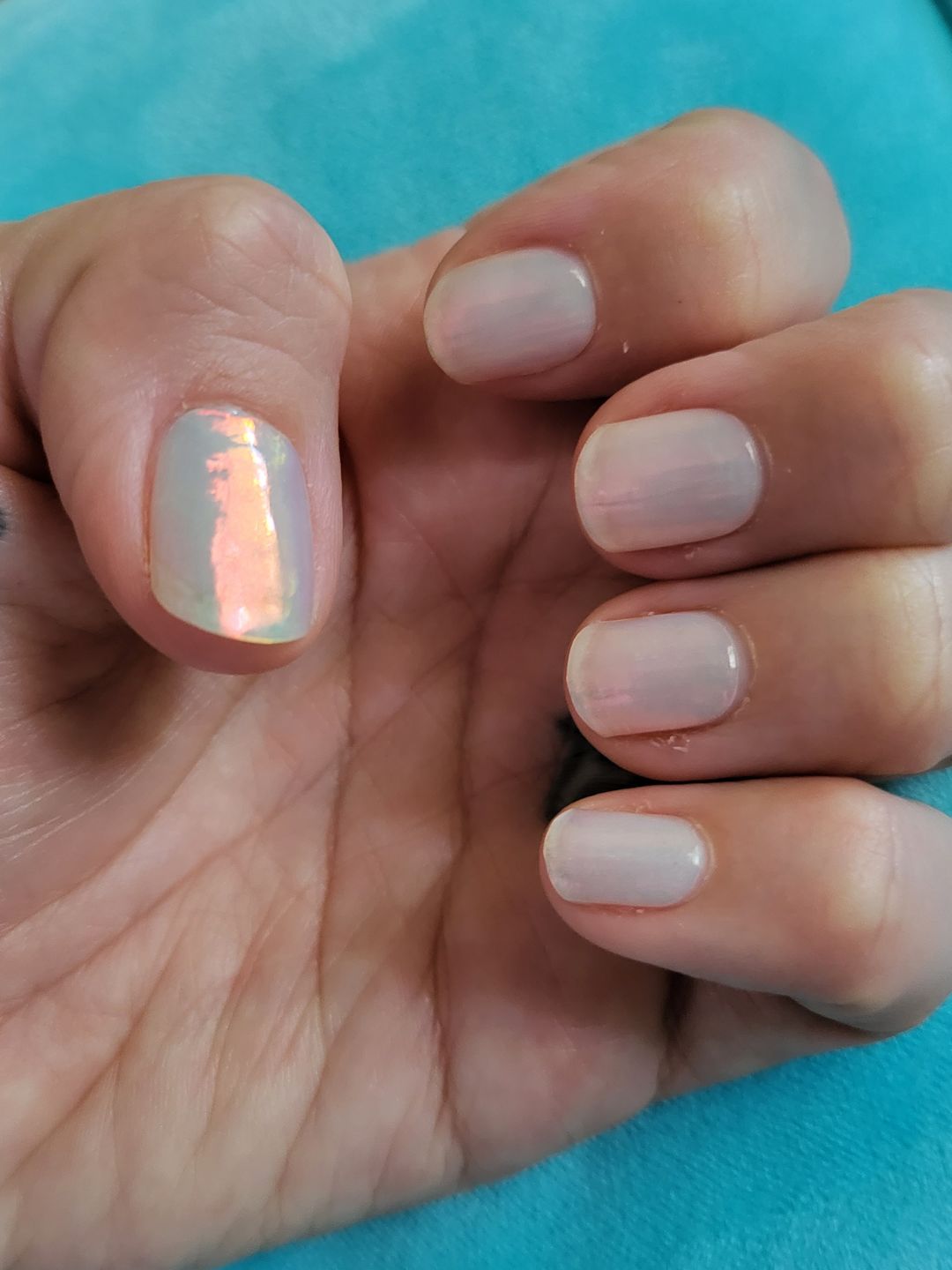 Customer photo review of Aqua Pink (Pearlescent) DIY Semicured Gel Nail Sticker Kit