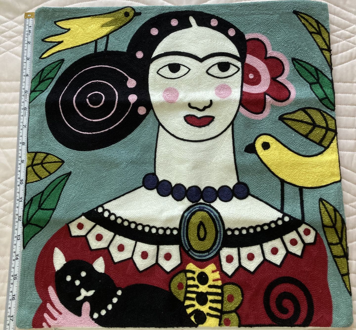 Customer photo review of Frida Kahlo Embroidery pillow Cases