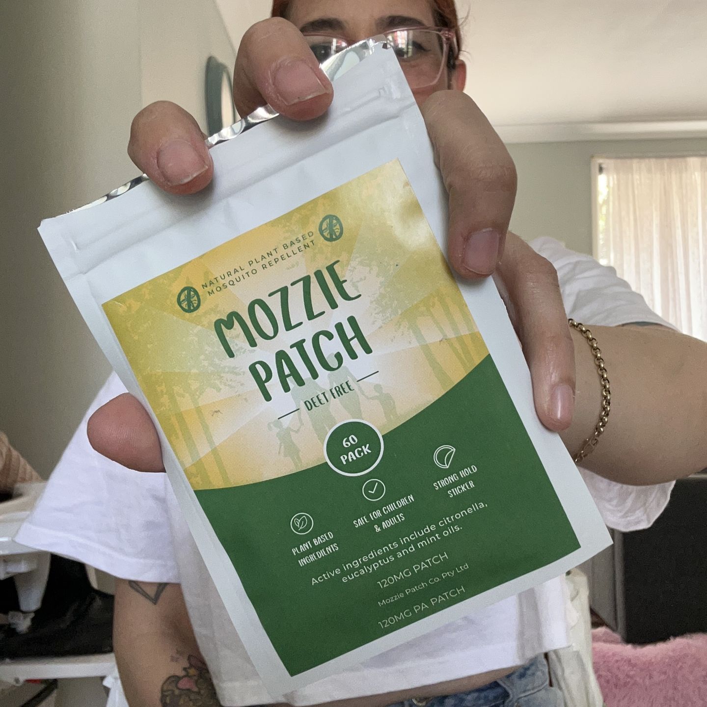 Customer photo review of Mozzie Patch Natural Repellent