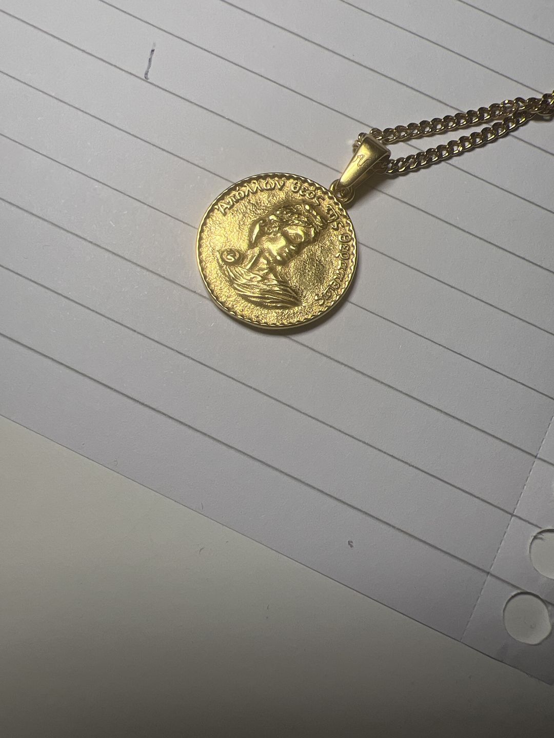 Customer photo review of Apollo Double Sided Coin Pendant - Gold