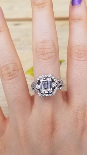 Customer photo review of 3-Stone Art Deco CZ Split Shank Ring in Sterling Silver 2.6ct