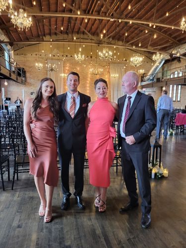 Customer photo review of Orange Brown Striped Men's Necktie Pocket Square Cufflinks Set