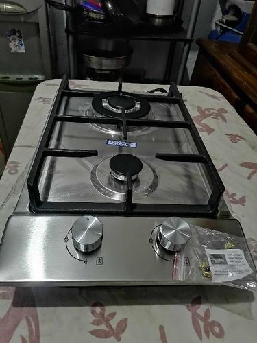 Customer photo review of Parrilla 2 Quemadores Acero Inoxidable Empotrable