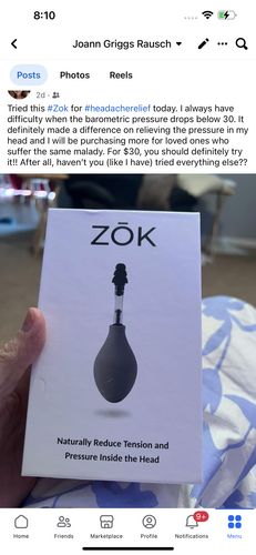 Customer photo review of Zōk- Naturally Reduce Pressure and Tension Inside the Head