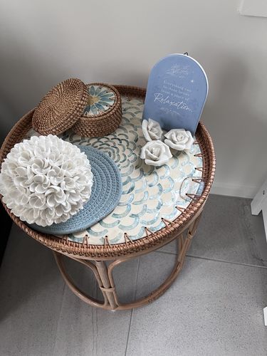 Customer photo review of Sunburst Rattan Coasters (Set of 6)