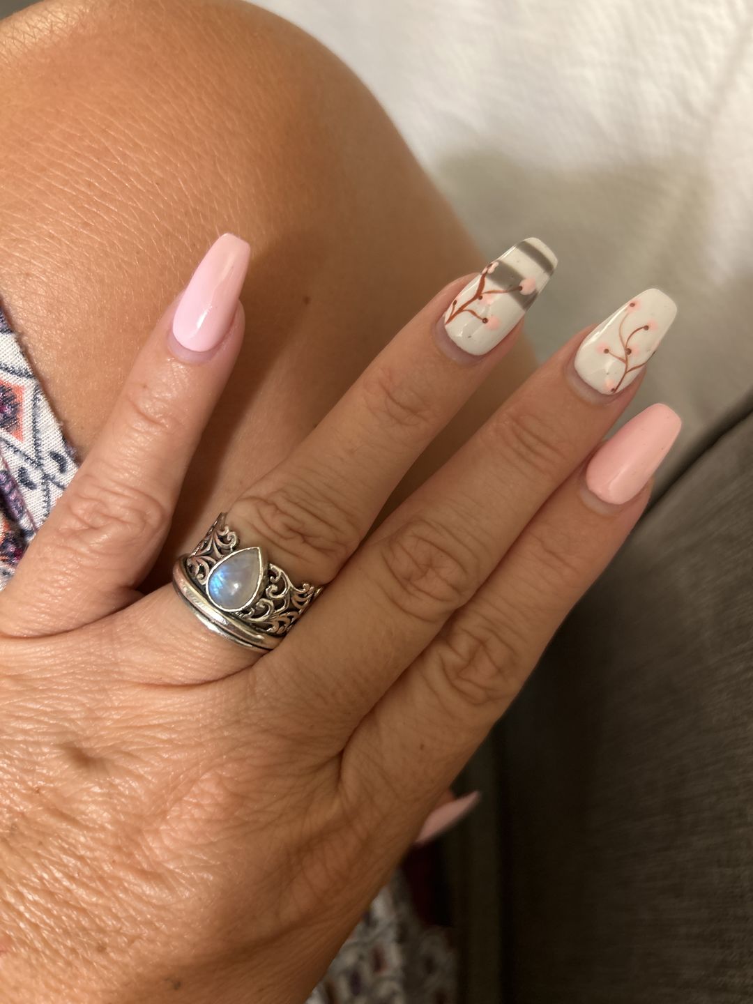 Customer photo review of Sterling Silver Spinner Teardrop Moonstone Ring