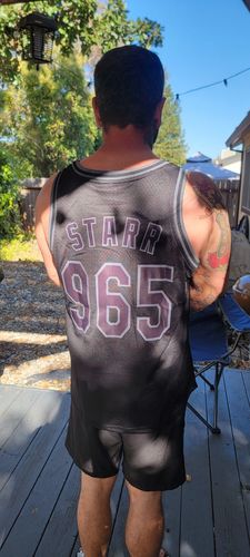 Customer photo review of Custom Black Steel Gray Authentic Throwback Basketball Jersey