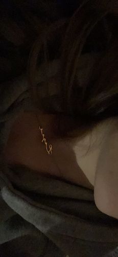 Customer photo review of DAINTY SCRIPT NAME NECKLACE