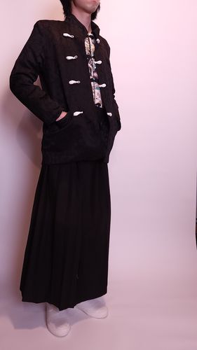 Customer photo review of Jacquard Satin Stand Collar Buckle Vintage Jacket