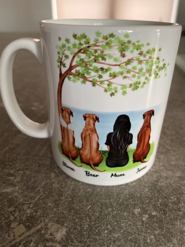 Customer photo review of Couple & Dogs -You me and the dog Personalised Mug