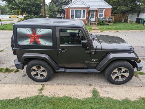 Customer photo review of Make Your Own Custom Jeep Wrangler Vinyl Window Cling Decals - Pair