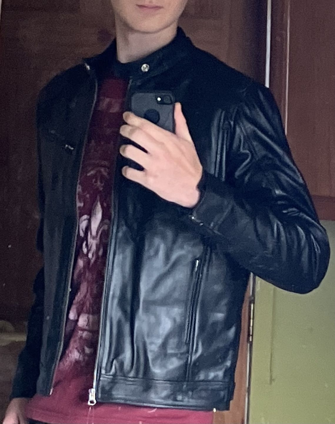 Customer photo review of Black Moto Leather Jacket
