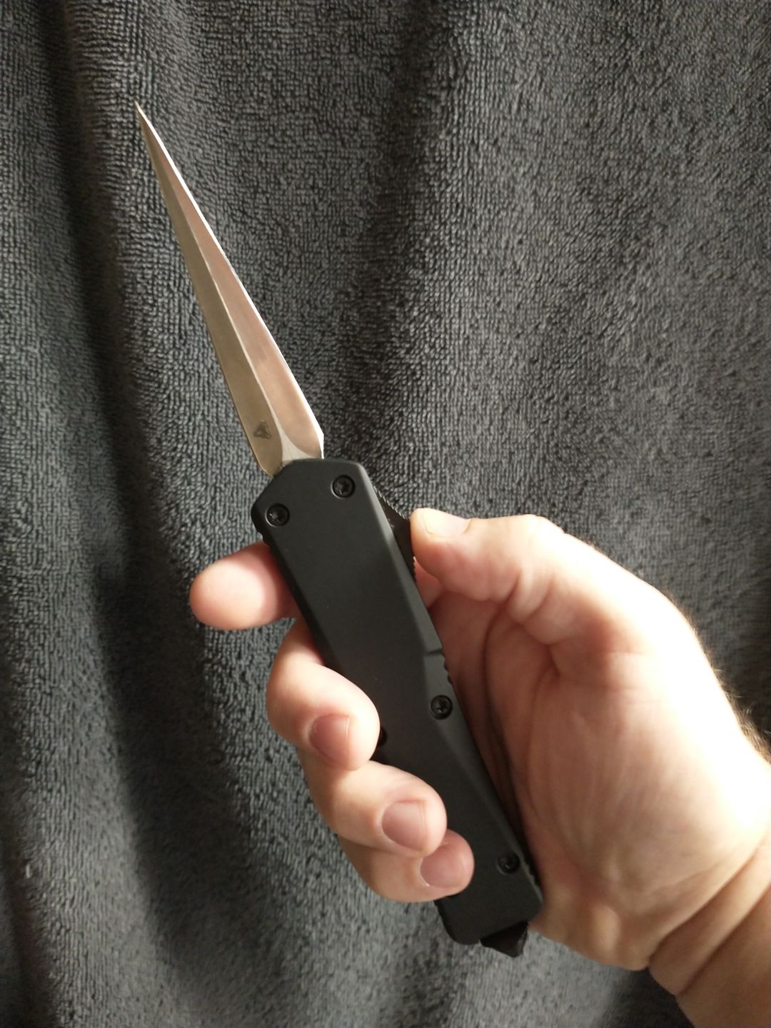 Customer photo review of Black Ghost OTF Knife - Hornet Blade