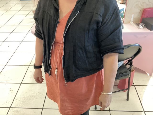 Customer photo review of Meo Linen Bomber Jacket (Olive)