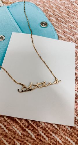 Customer photo review of DAINTY SCRIPT NAME NECKLACE
