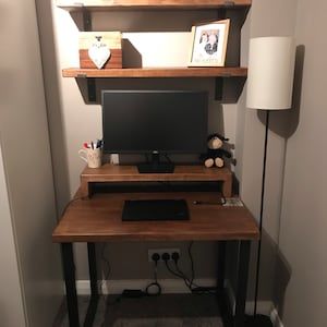 Customer photo review of Rustic Monitor Stand | Wooden Sides