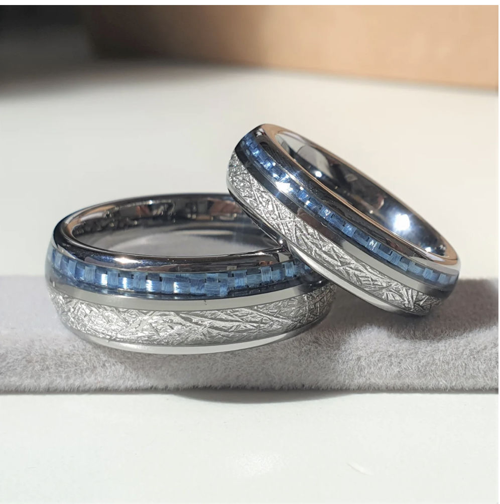 Customer photo review of The Steely Blue Wonder Ring Set
