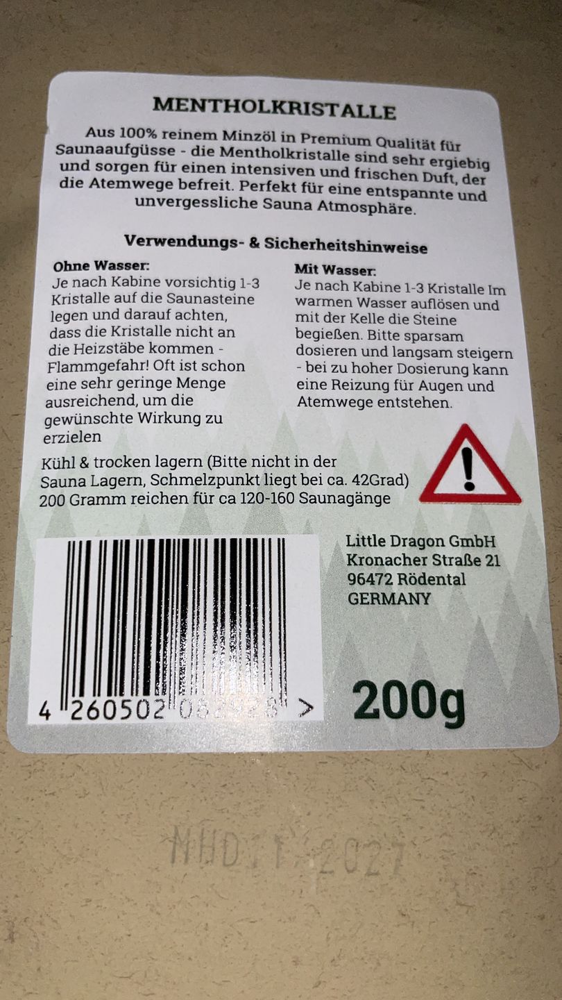 Customer photo review of Sauna Mentholkristalle