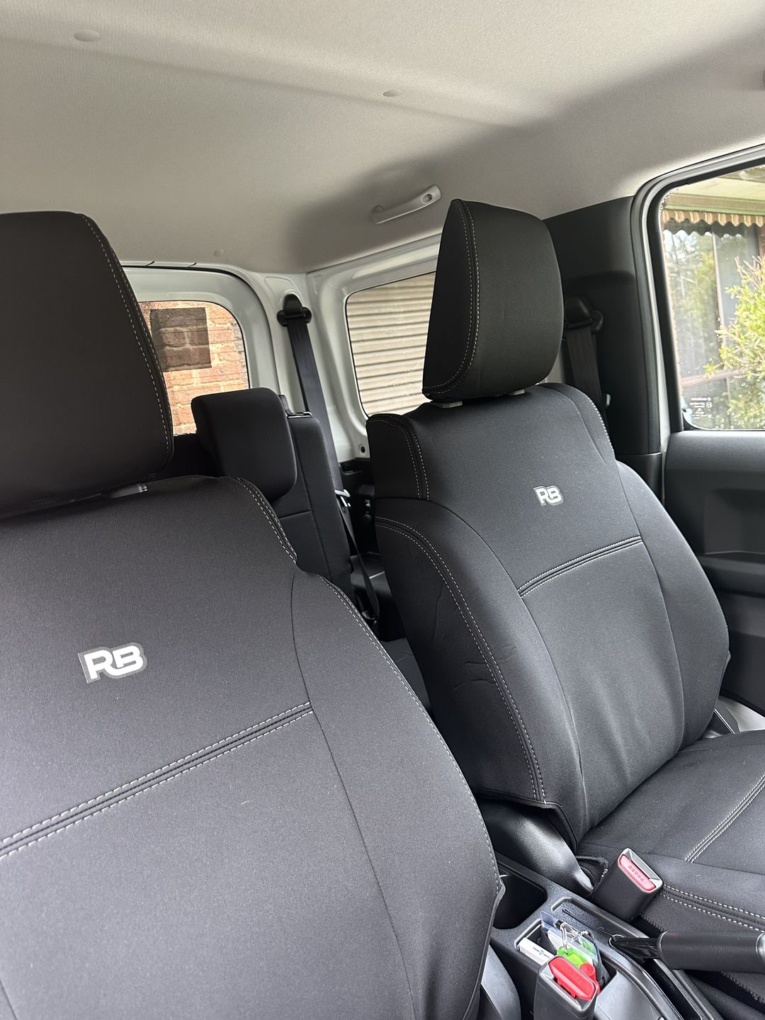 Customer photo review of Suzuki Jimny Neoprene 2x Front Seat Covers (Available)
