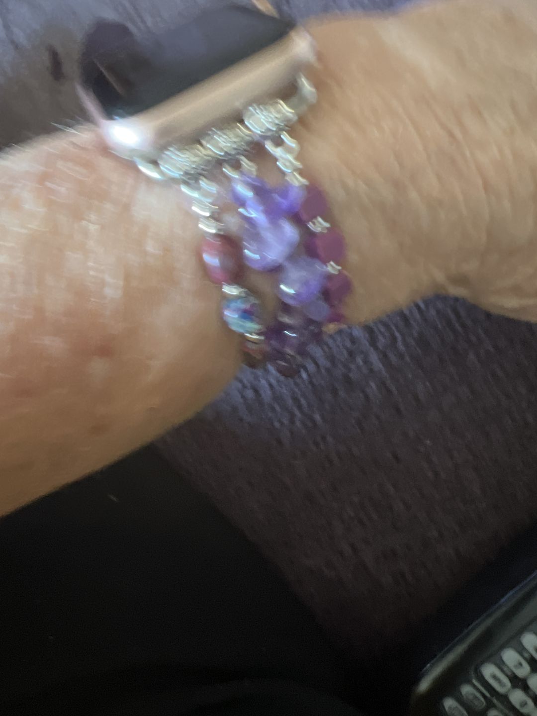 Customer photo review of Royal Amethyst Stretch Apple Watch Strap
