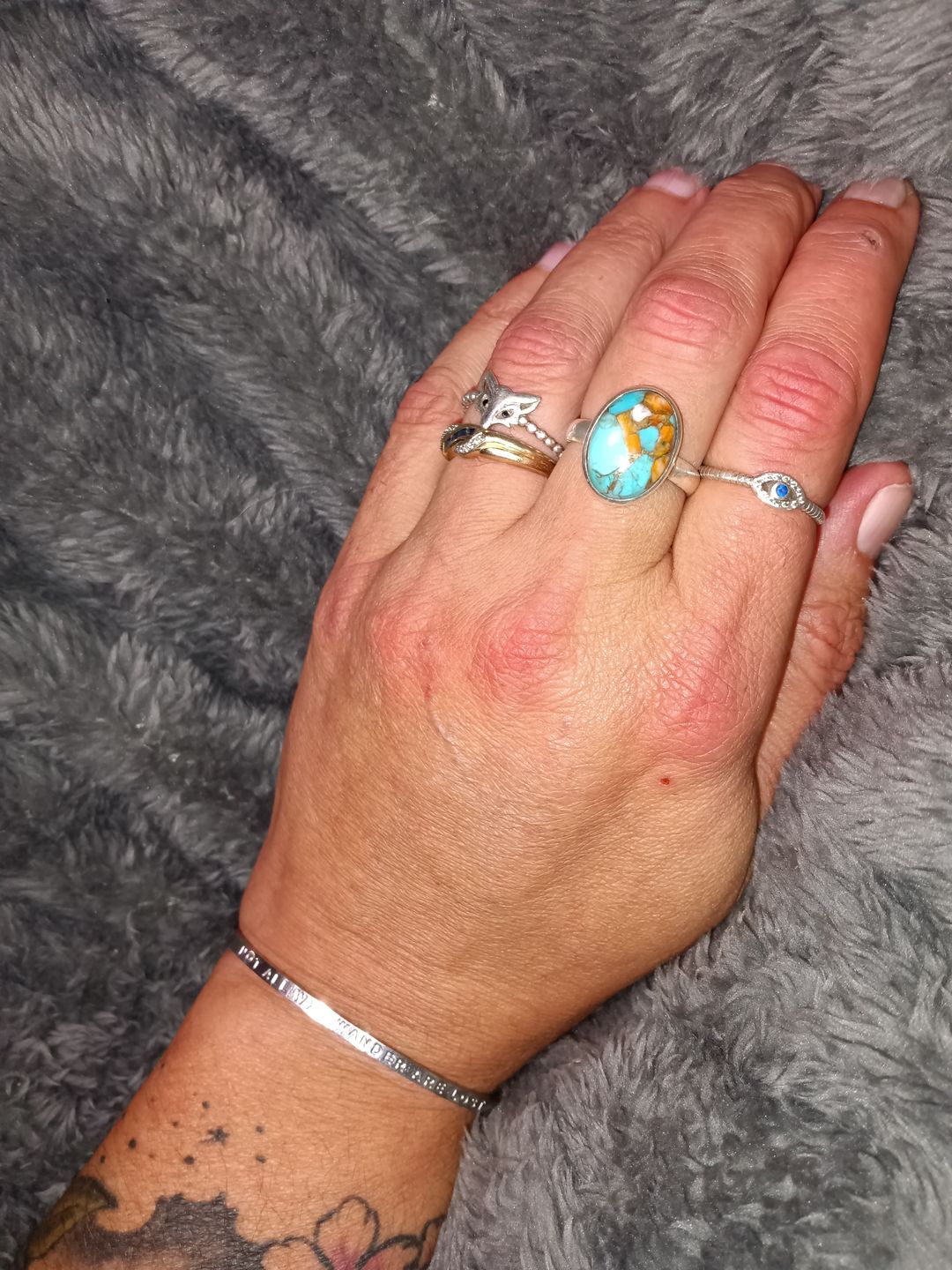 Customer photo review of Oyster Copper Turquoise Ring Sterling Silver