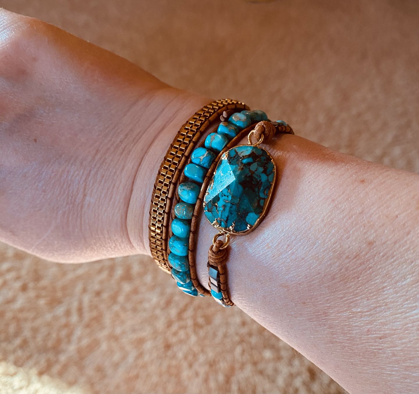 Customer photo review of Turquoise Calming Energy Wrap Bracelet