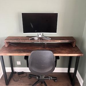 Customer photo review of Rustic Monitor Stand | Wooden Sides