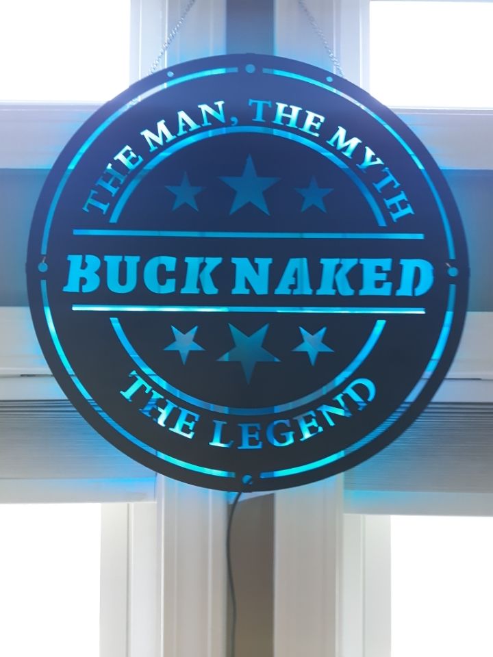 Customer photo review of Personalized LED Color Changing Man Cave Sign