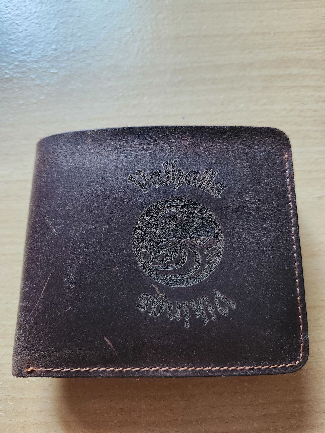 Customer photo review of Laser Engraved Valhalla Vikings Wallet