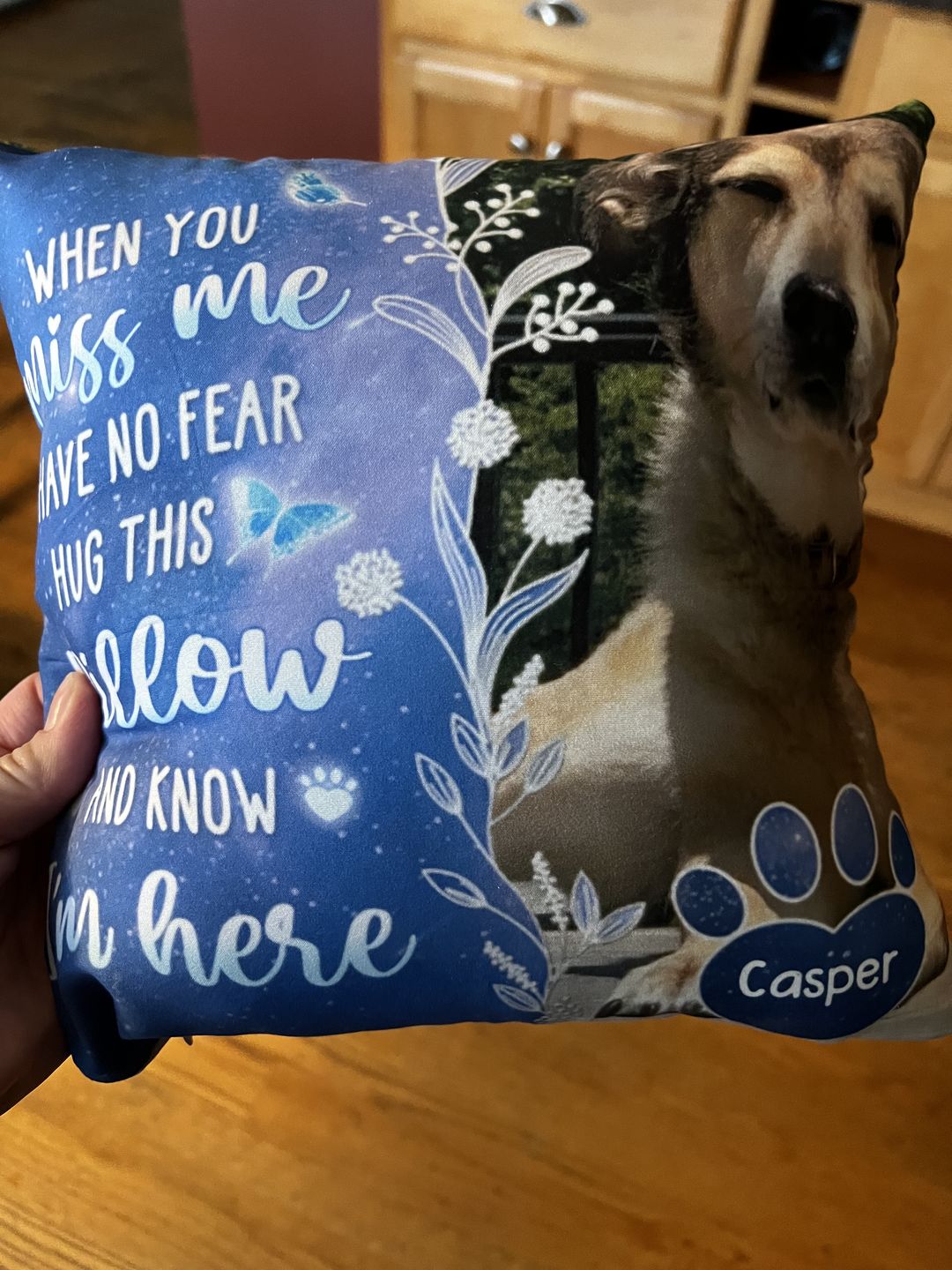 Customer photo review of Custom Photo My Love For You Is Always Here - Memorial Personalized Custom Pillow - Sympathy Gift, Gift For Pet Owners, Pet Lovers