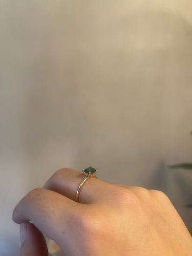 Customer photo review of Created Emerald Rectangular Claw Set Ring in 9ct Yellow Gold