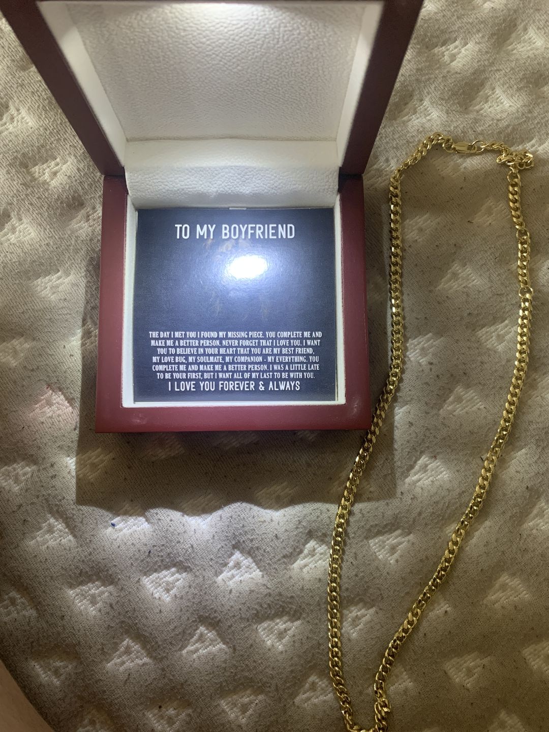 Customer photo review of To My Boyfriend | The Day I Met You | Cuban Link Chain Necklace