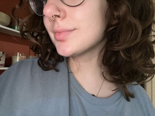 Customer photo review of Anodized Titanium D-Shaped Nose Hoop