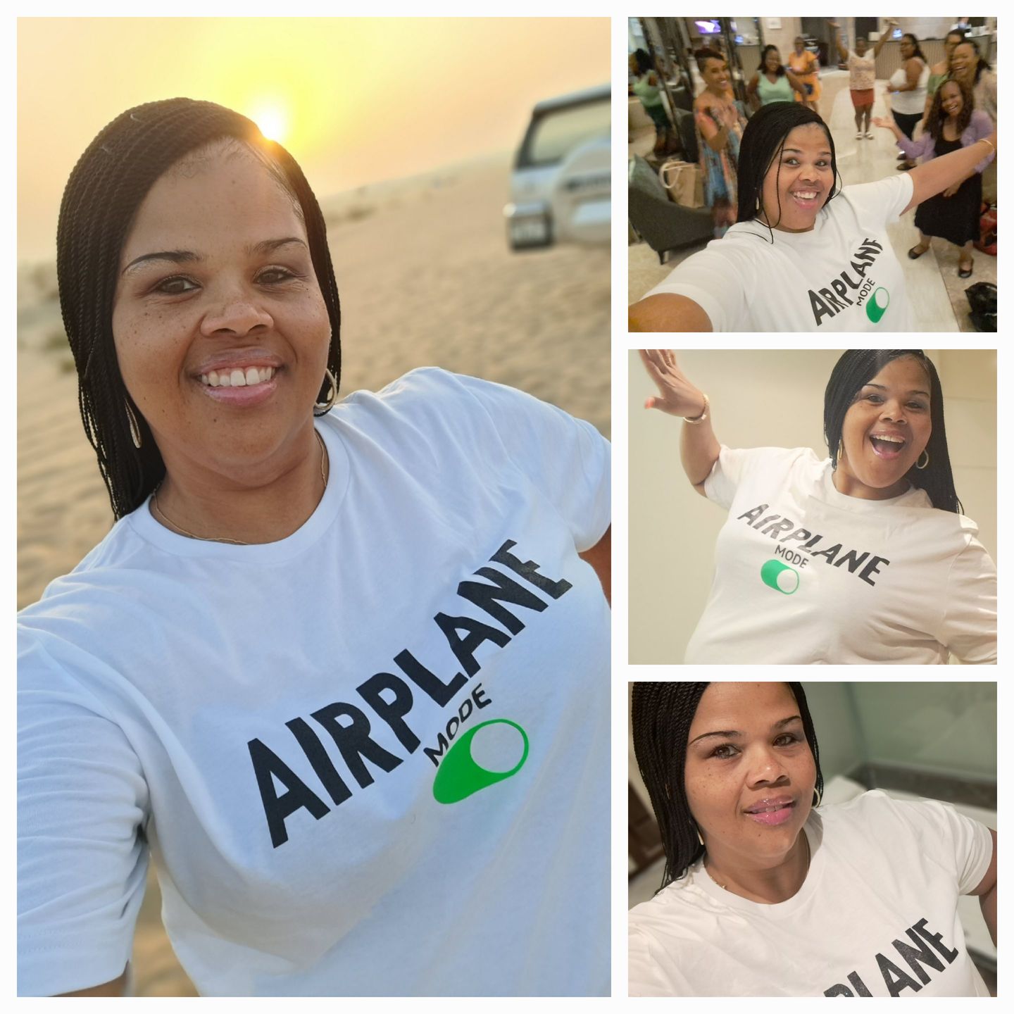 Customer photo review of NEW Airplane Mode On T-shirt (White)