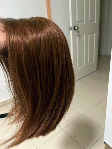 Customer photo review of 200% Density Dark Brown Straight Bob Lace Frontal Wig