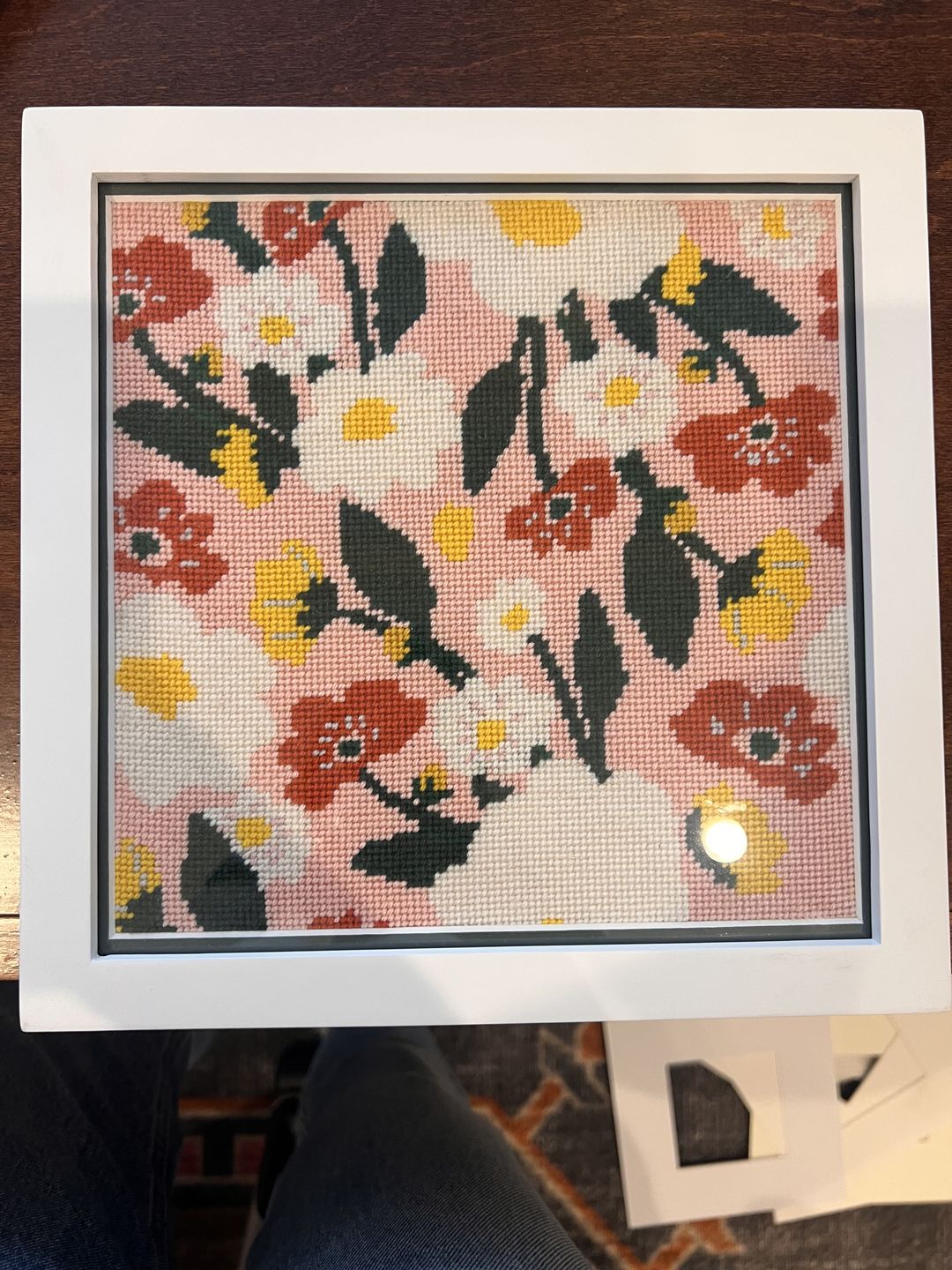 Customer photo review of Contemporary Floral Pattern Needlepoint Kit