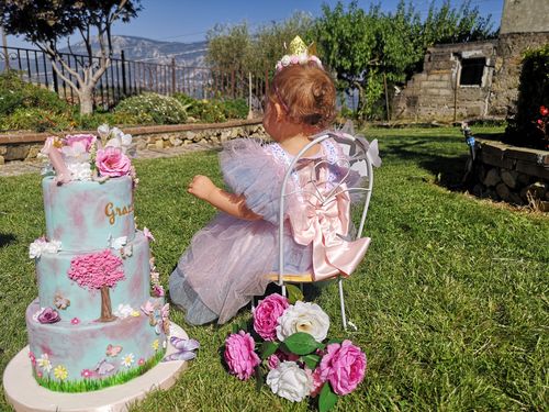 Customer photo review of Baby Girl Pageant Princess Dress Toddler Gorgeous Lace Sleeveless Rainbow Dress Little Girl Party Dresses
